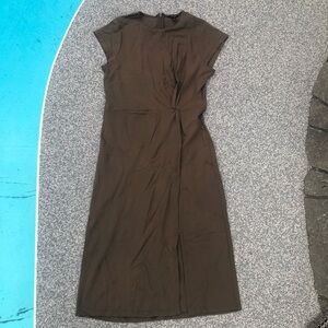 RW&CO. Brown Sheath Midi Dress Mock Neck Cap Sleeve